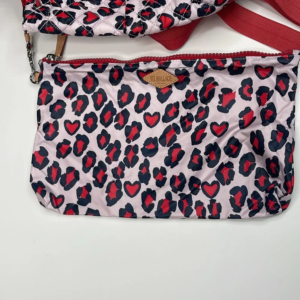 MZ Wallace Small Metro Convertible Backpack Heart Leopard Print